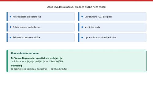 OBAVJEŠTENJE — 05. – 07. MAJ 2025.